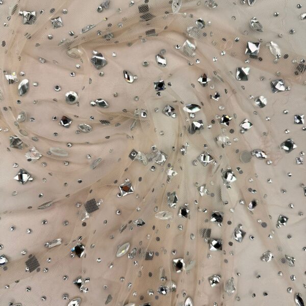 Tulle premium nude cu cristale aplicate