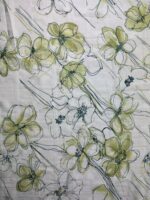 Triplu voal alb floral contur verde