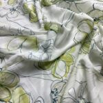 Triplu voal alb floral contur verde