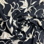 triplu voal bleumarin floral bej