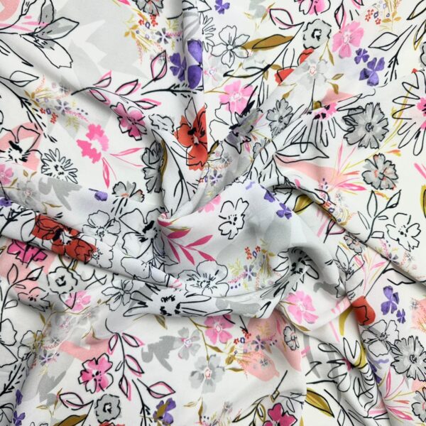 triplu voal alb floral multicolor