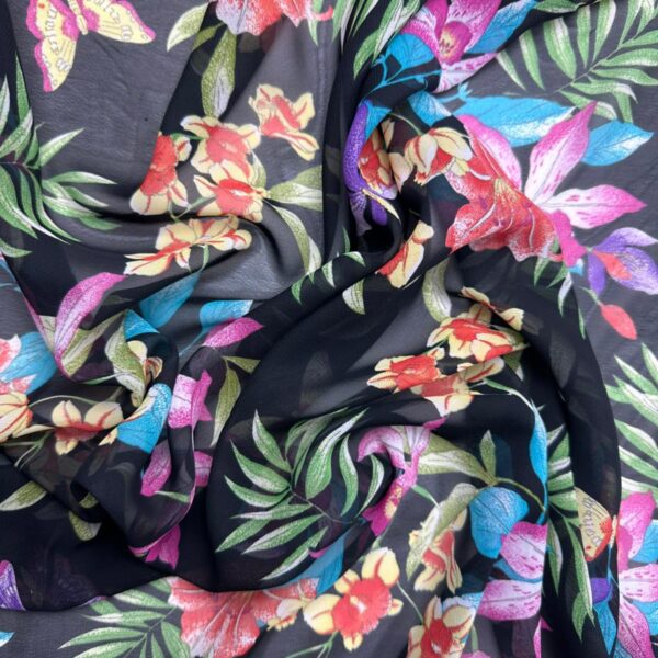 voal floral negru tropical