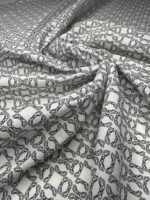 Bumbac imprimeu geometric alb negru - imagine 2