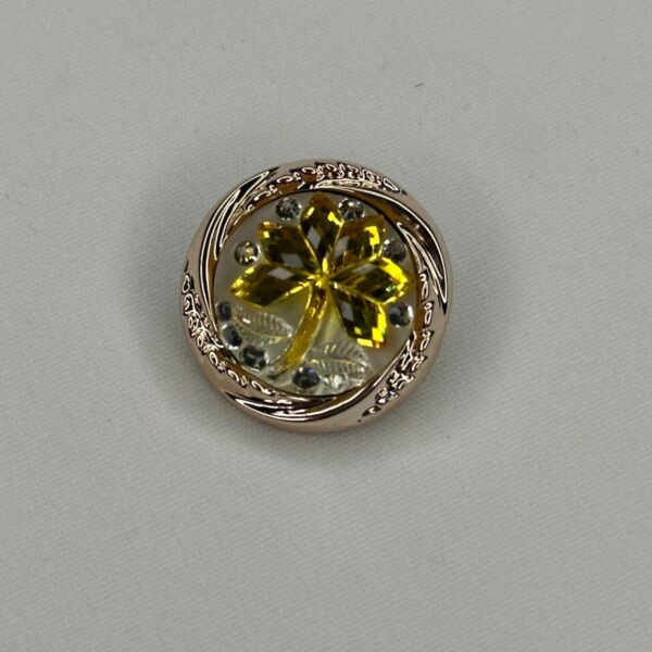 nasture decorativ auriu cu cristal floral 25 mm