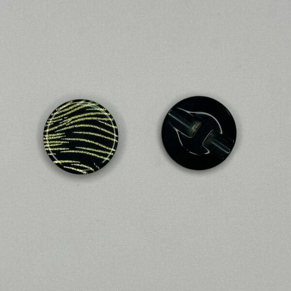 Nasture decorativ plastic negru cu model auriu abstract 20 mm