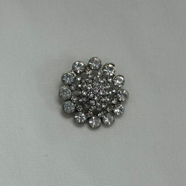 Nasture decorativ elegant cu strasuri argintii 25 mm