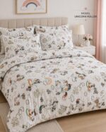 Material pentru lenjerii de pat copii model unicorn pe role - imagine 4