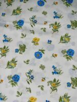 Material pentru lenjerii de pat model floral albastru bumbac ranforce - imagine 2