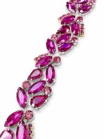 bandă decorativă cu strasuri fucsia