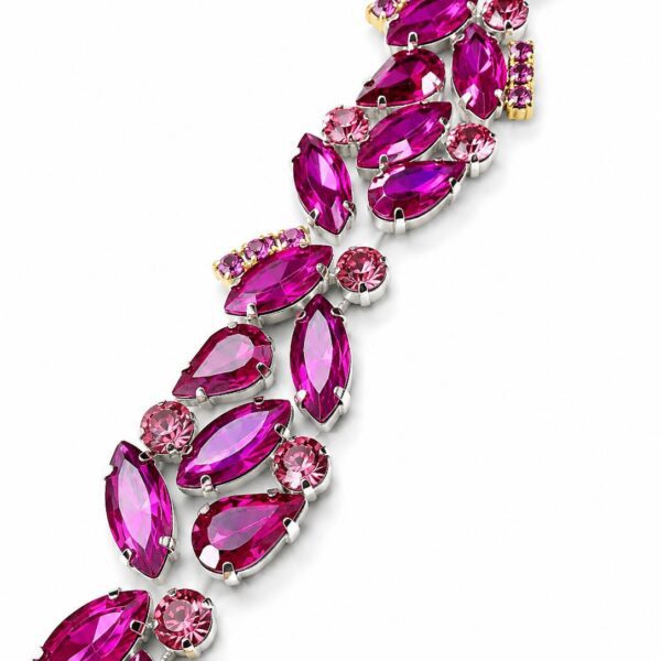 bandă decorativă cu strasuri fucsia
