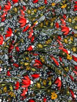 Voal floral negru cu flori roșii - imagine 3