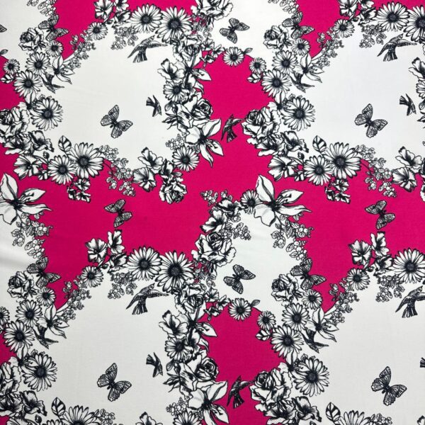 Voal Fucsia cu Imprimeu Floral