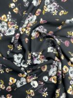 Voal Negru cu Imprimeu Floral Multicolor